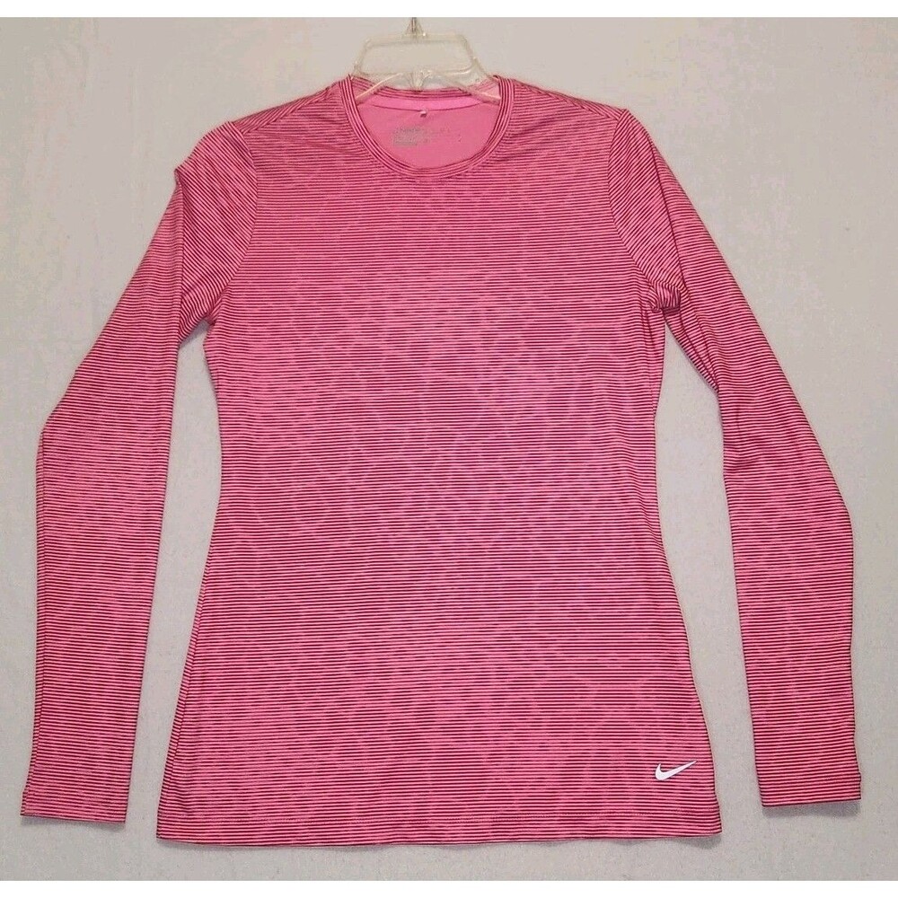 Nike Golf Dri Fit Medium Pullover Pink Striped Animal Print Athletic Layer